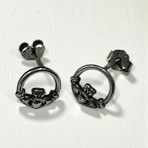 925 Sterling Silver Irish Claddagh Stud Post Earrings
